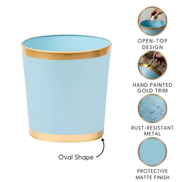 Mattie Oval Wastebasket - Cool Blue