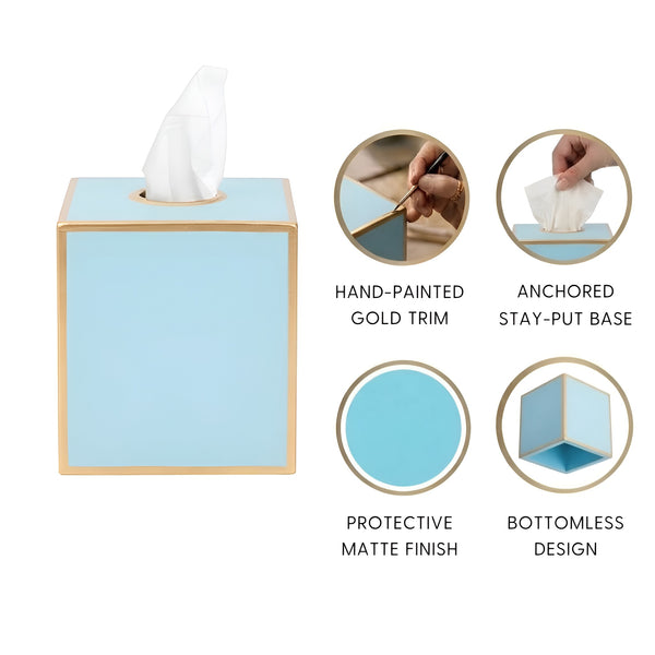 Mattie Square Tissue Box Cover - Cool Blue