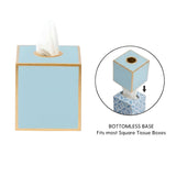 Mattie Square Tissue Box Cover - Cool Blue