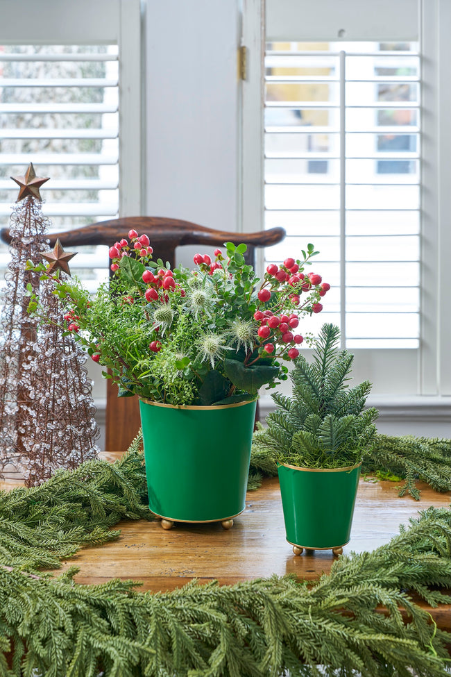 Mattie Round Cachepot Planter - Emerald Green