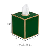 Mattie Square Tissue Box Cover - Emerald Green