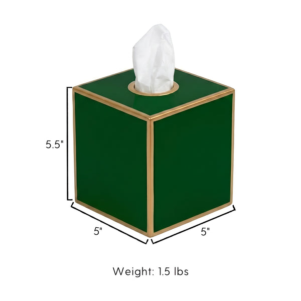 Mattie Square Tissue Box Cover - Emerald Green