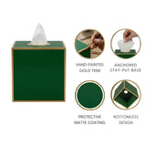 Mattie Square Tissue Box Cover - Emerald Green