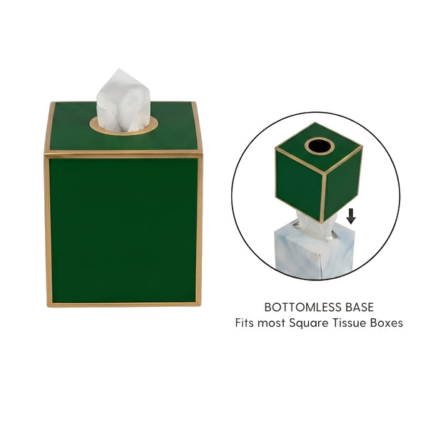 Mattie Square Tissue Box Cover - Emerald Green