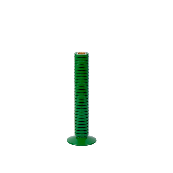 Mattie Medium Ribbed Taper Candle Holder 11" - Green