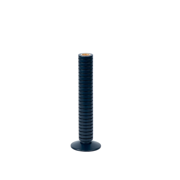 Mattie Medium Ribbed Taper Candle Holder 11" - Indigo Blue