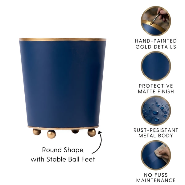 Mattie Round Cachepot Planter - Indigo Blue