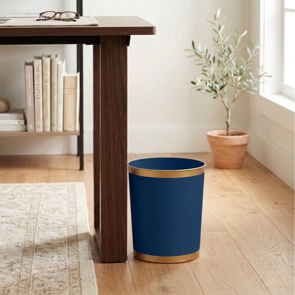 Mattie Oval Wastebasket - Indigo Blue