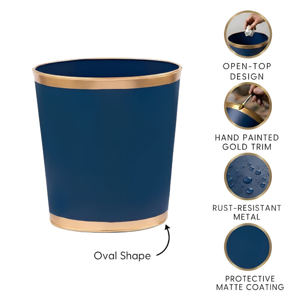 Mattie Oval Wastebasket - Indigo Blue