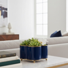 Mattie Quatrefoil Cachepot Planter - Indigo Blue