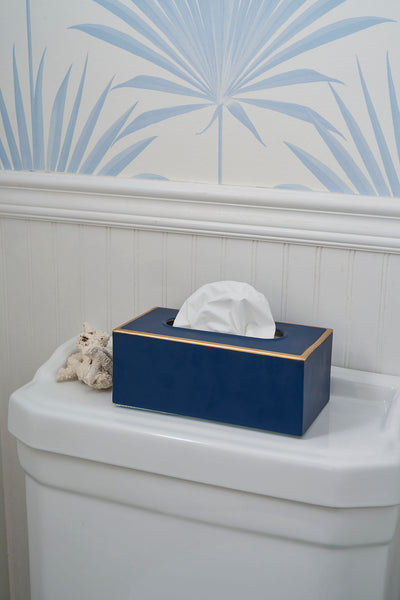 Mattie Rectangular Tissue Box Cover - Indigo Blue