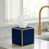 Mattie Square Tissue Box Cover - Indigo Blue