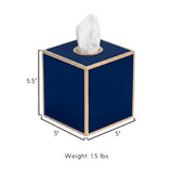 Mattie Square Tissue Box Cover - Indigo Blue