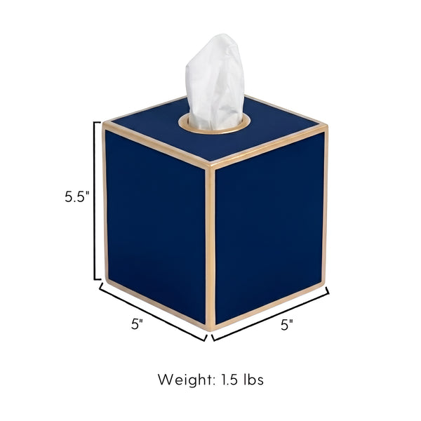 Mattie Square Tissue Box Cover - Indigo Blue