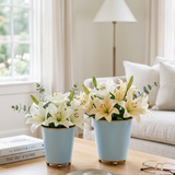 Mattie Round Cachepot Planter Light Blue