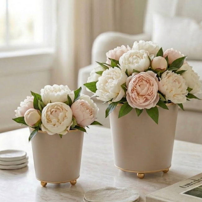 Mattie Round Cachepot Planter - Natural