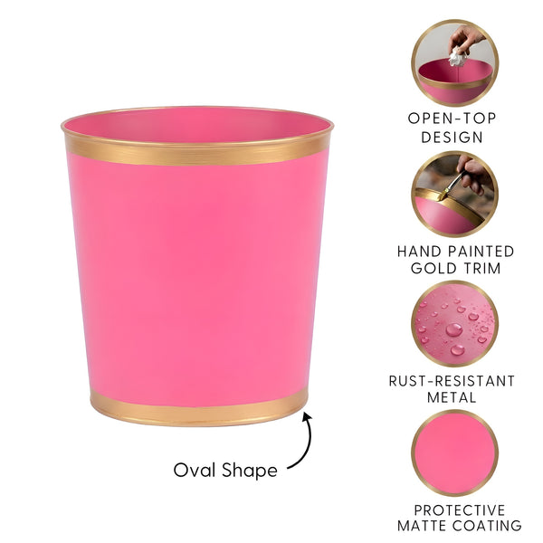 Mattie Oval Wastebasket Pink