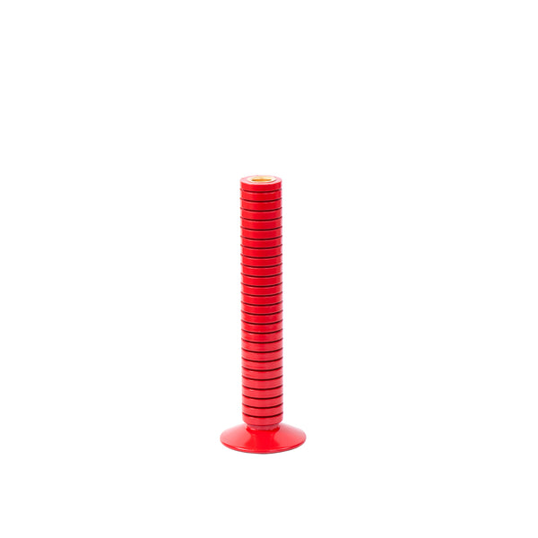 Mattie Medium Ribbed Taper Candle Holder 11" - Red