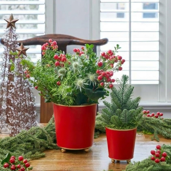 Mattie Round Cachepot Planter Red
