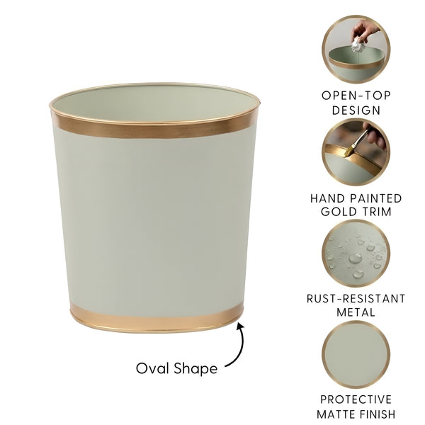 Mattie Oval Wastebasket - Sage Green
