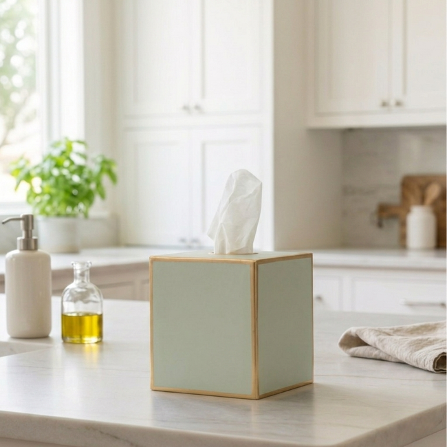 Mattie Tissue Box Cover - Sage Green