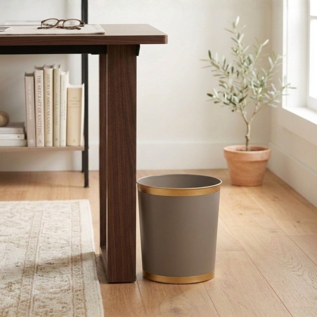 Mattie Oval Wastebasket Taupe