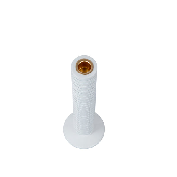Mattie Medium Ribbed Taper Candle Holder 11" - White