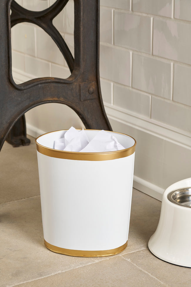 Mattie Oval Wastebasket White
