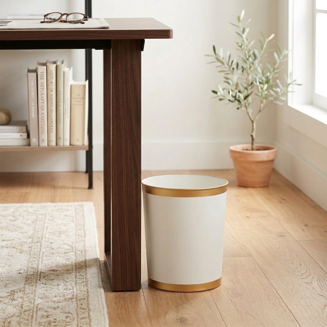 Mattie Oval Wastebasket White