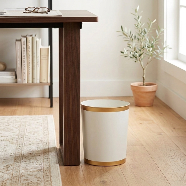 Mattie Oval Wastebasket White