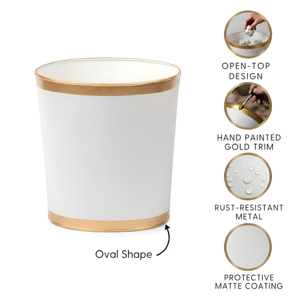 Mattie Oval Wastebasket White