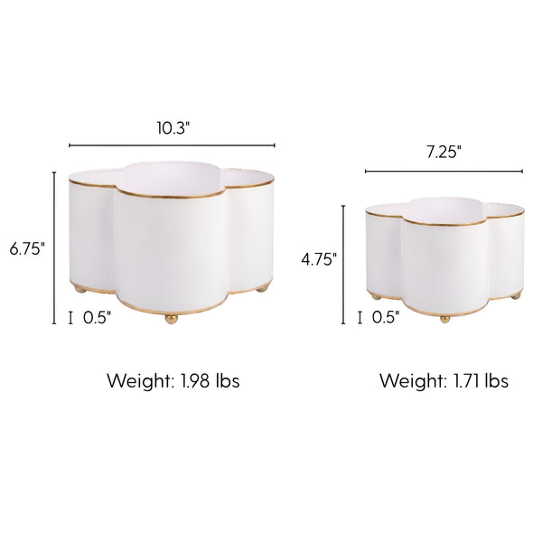 Mattie Quatrefoil Cachepot Planter White
