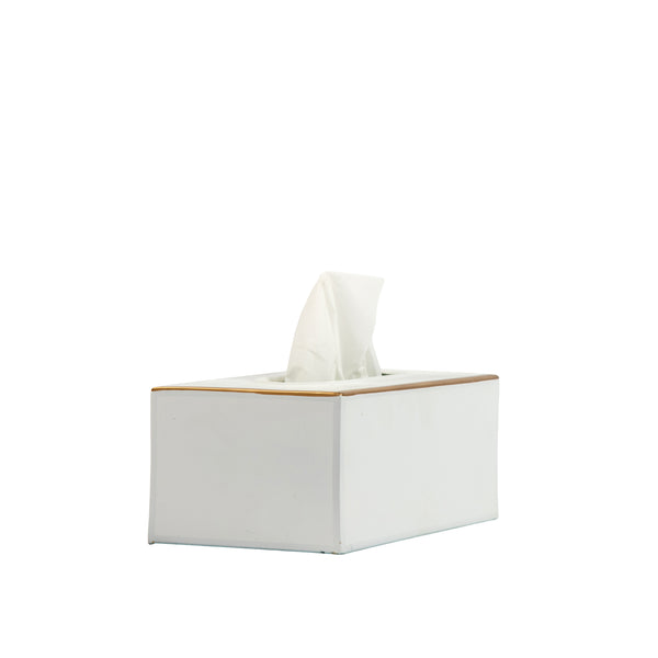 Mattie Rectangular Tissue Box Cover - White