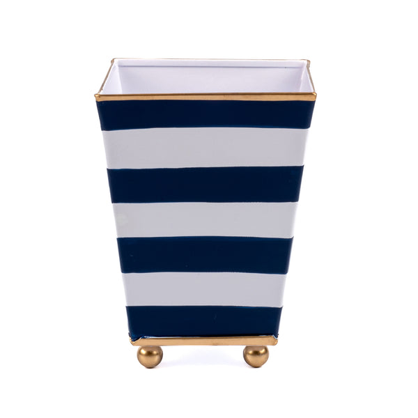 Horizontal Stripe Hand Painted Square Cachepot Planter