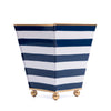 Horizontal Stripe Hand Painted Square Cachepot Planter