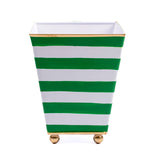 Horizontal Stripe Hand Painted Square Cachepot Planter