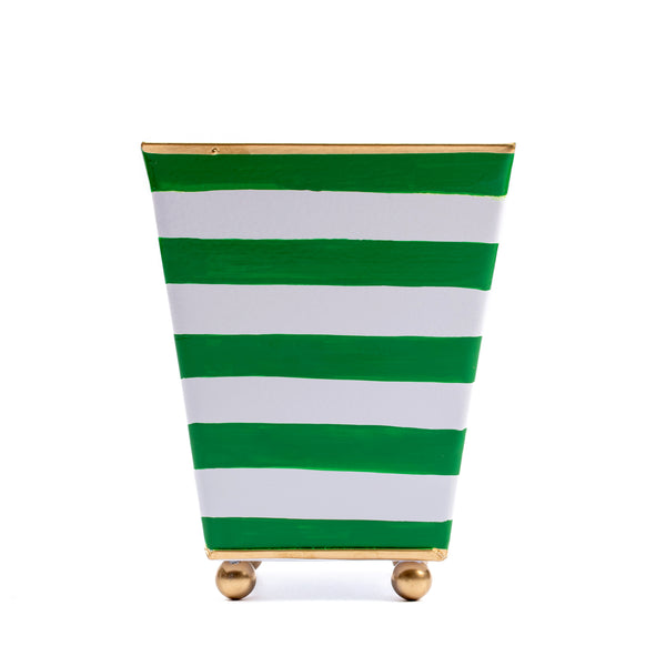 Horizontal Stripe Hand Painted Square Cachepot Planter