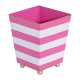 Horizontal Stripe Hand Painted Square Cachepot Planter