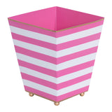 Horizontal Stripe Hand Painted Square Cachepot Planter