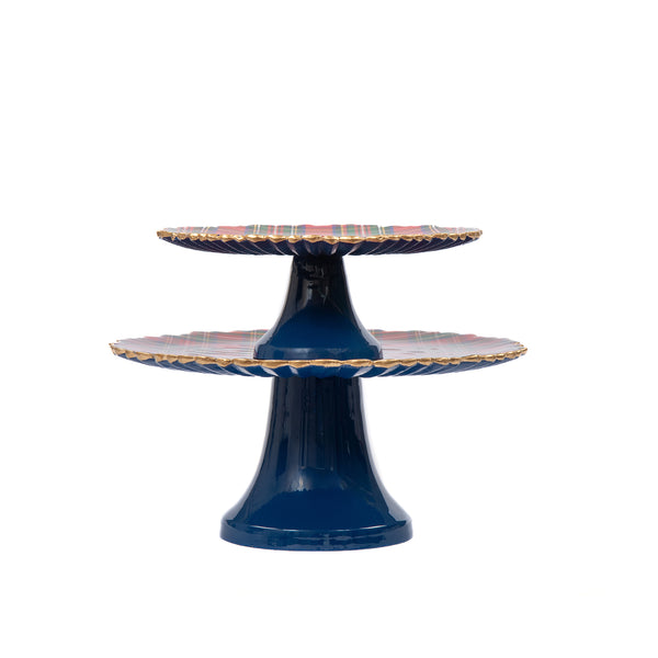 Royal Tartan Enameled Pedestal Stand