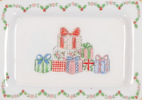 Christmas Gift Stack Enameled Tori Trinket Tray