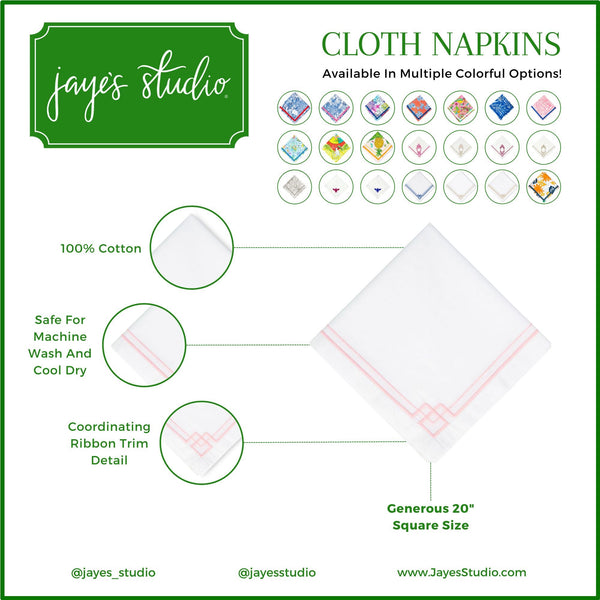 Interlocking Key Napkin White & Light Pink (12pk)