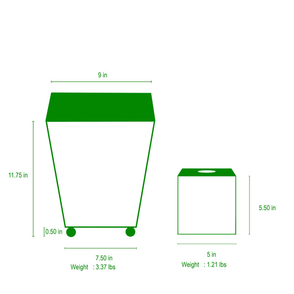 Rattan Enameled Square Wastebasket