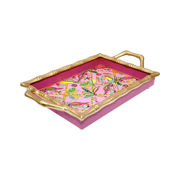 Bamboo Birds Enameled Chang Mai Tray 10x14