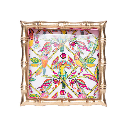 Bamboo Birds Enameled Chang Mai Tray 6x6