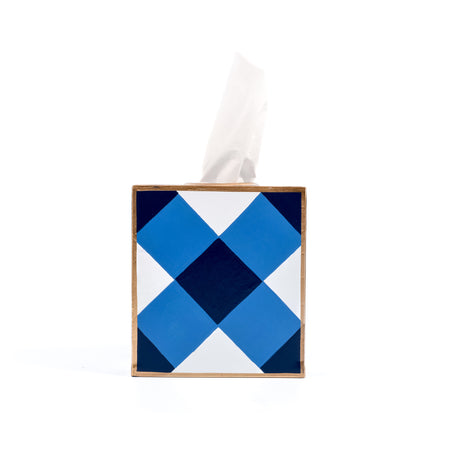 Faux Bois Enameled Tissue Box Cover - Blue