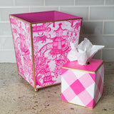Buffalo Plaid Hand Painted Tissue Box Cover - Pink
