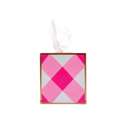 Buffalo Plaid Tissue Box Cover - Pink