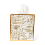Garden Party Enameled Tissue Box Cover - Taupe