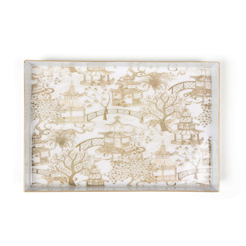 Garden Party Enameled Oliver Tray 8x12 - Taupe